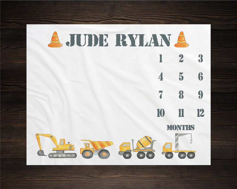 Construction Boy Milestone Blanket