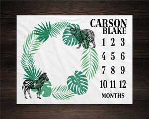 Safari Animals Milestone Blanket