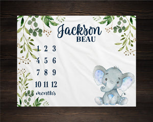 Elephant Boy Milestone Blanket