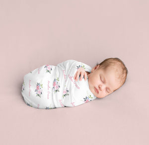 Personalized Floral Name Swaddle
