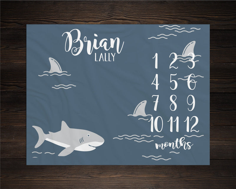 Shark Boy Milestone Blanket