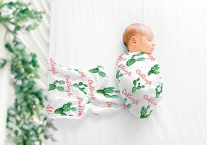 Personalized Cactus Name Swaddle