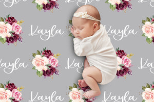 Personalized Floral Name Swaddle