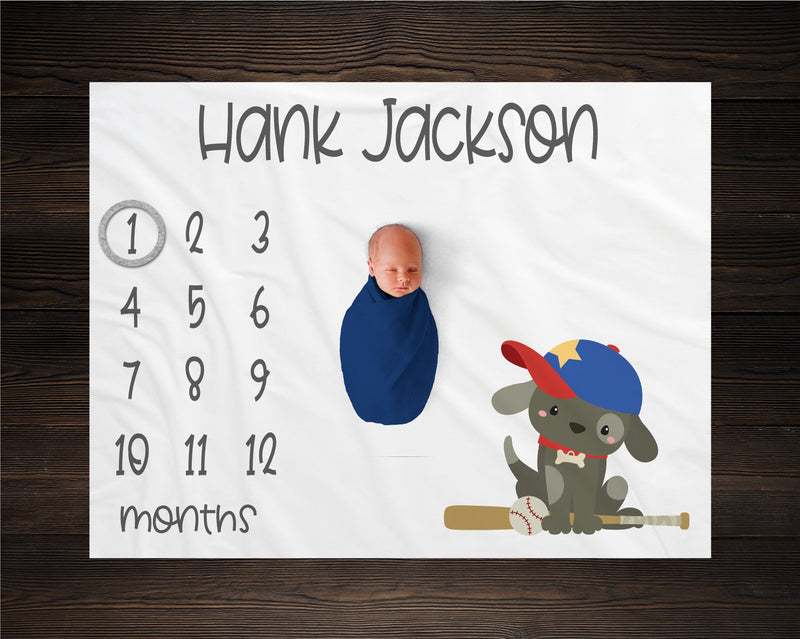 Sports Puppy Milestone Blanket