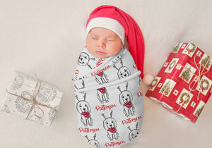 Personalized Puppy Dog Christmas Swaddle