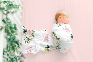 Personalized Floral Swaddle