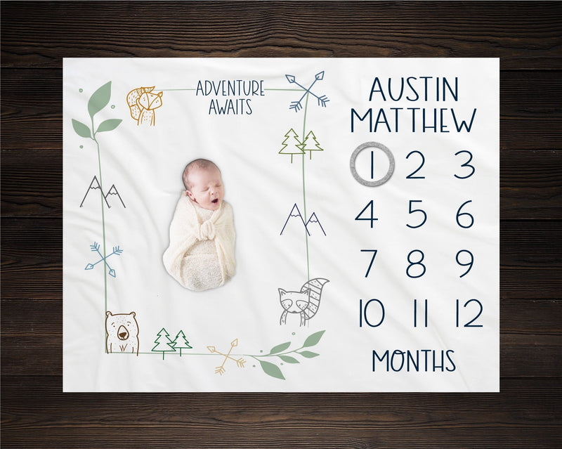 Adventure Awaits Boy Milestone Blanket