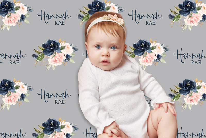 Personalized Floral Swaddle