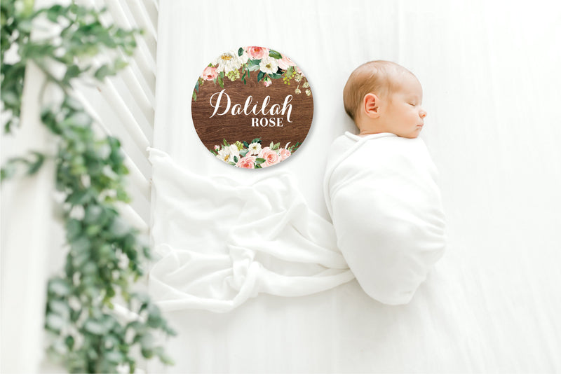 Round Wood Baby Name Sign