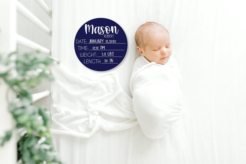Personalized Round Baby Birth Stat Sign