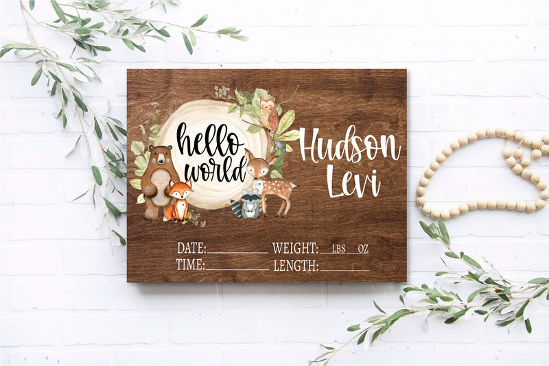 Woodland Birth Stat Sign
