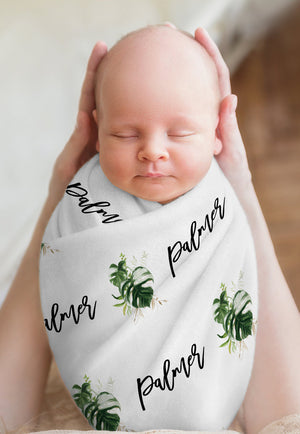 Personalized Tropical Baby Swaddle