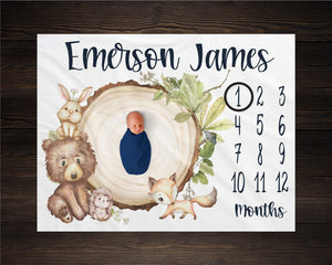 Woodland Boy Milestone Blanket