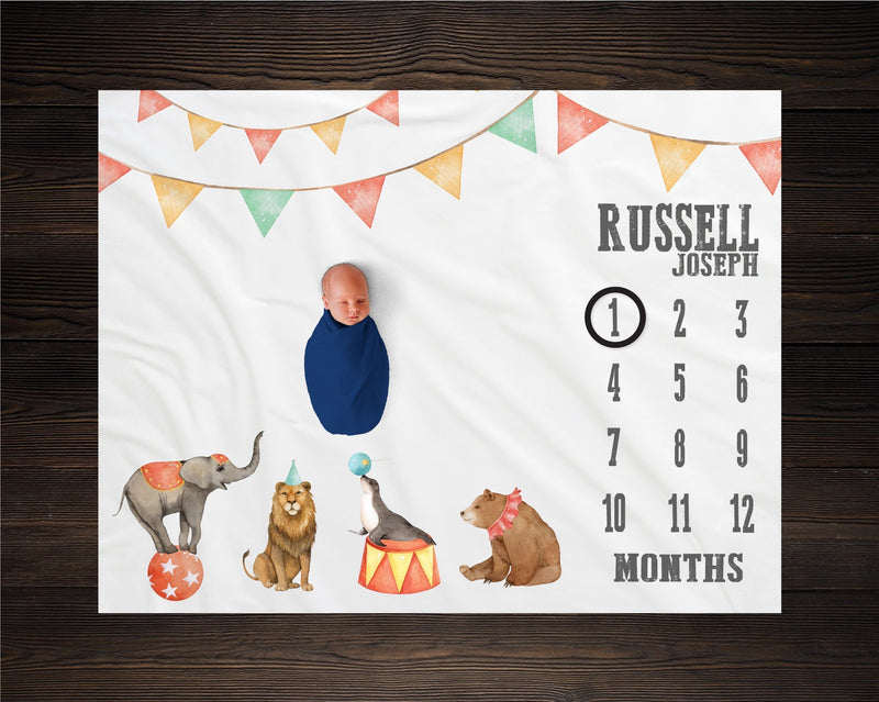 Circus Boy Milestone Blanket