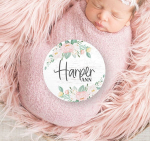 Floral Baby Girl Name Sign