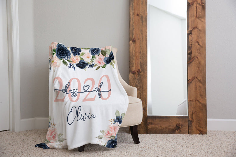 Graduation Blanket, Class Of 2020 Gift, Floral  Style Blanket, Personalized Graduation Gift, Gift For Senior, Senior Year Gift