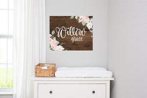 Wood Floral Name Sign