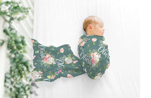 Personalized Floral Swaddle