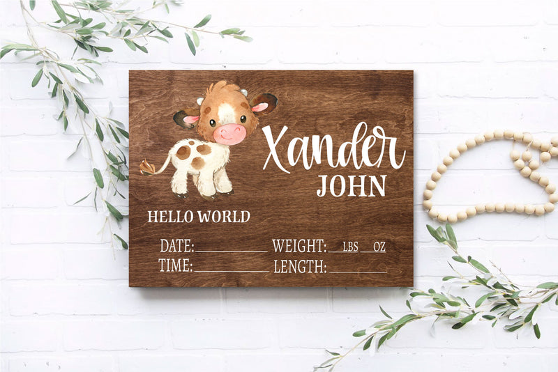 Baby Cow Birth Stat Sign