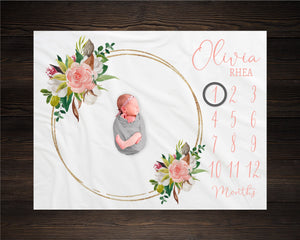 Cotton Floral Milestone Blanket