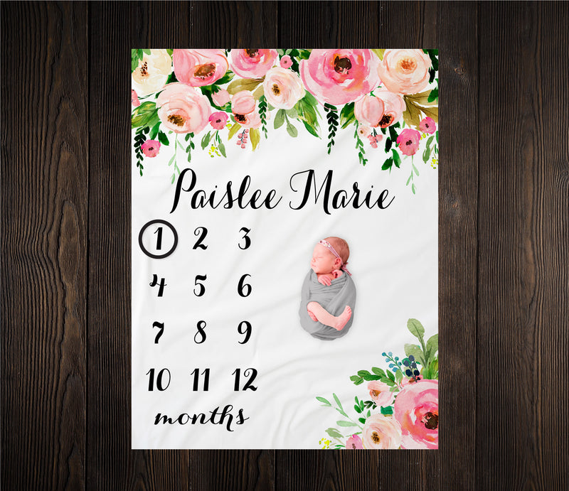 Floral Girl Milestone Blanket