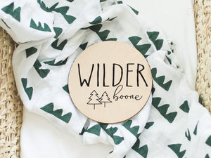 Round Wood Baby Name Sign