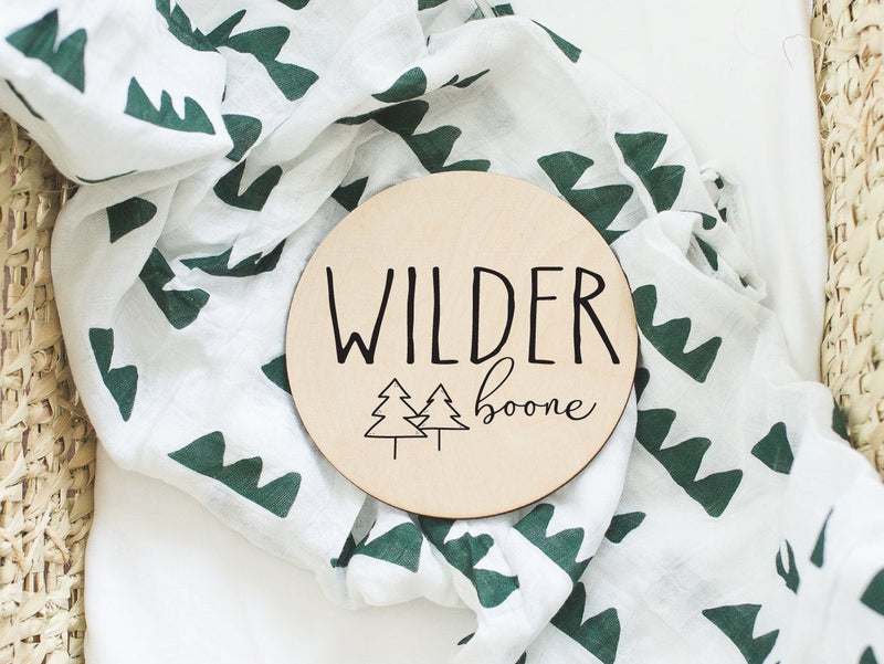 Round Wood Baby Name Sign