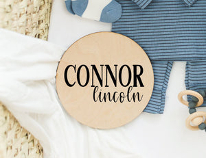 Round Wood Baby Name Sign