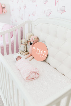 Baby Girl Round Wood Name Sign