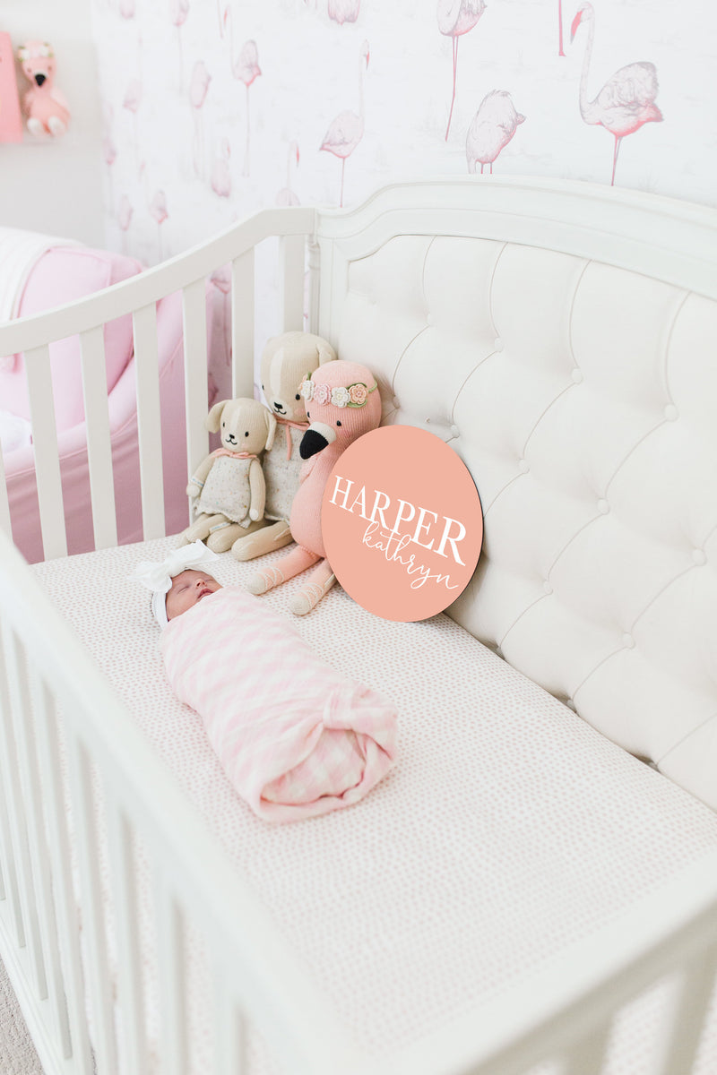 Baby Girl Round Wood Name Sign