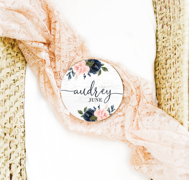 Round Wood Baby Name Sign Wooden Personalized Baby Name Newborn Announcement Custom Nursery Sign Decor