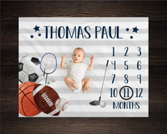 Sports Boy Milestone Blanket