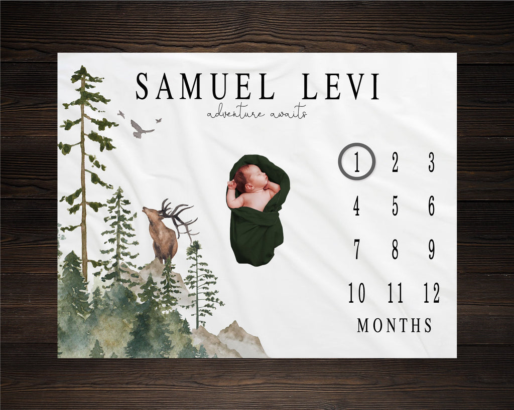 Personalized Month Old Blanket Baby Boy Tebaby Baby Monthly Boy