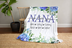 Blue Floral Personalized Mom Blanket