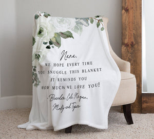 Ivory Floral Custom Quote Blanket