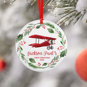 Airplane Baby First Christmas Ornament