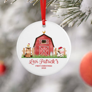 Farm Baby First Christmas Ornament