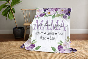 Purple Floral Personalized Mom Blanket
