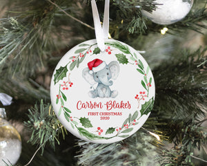 Elephant Baby First Christmas Ornament