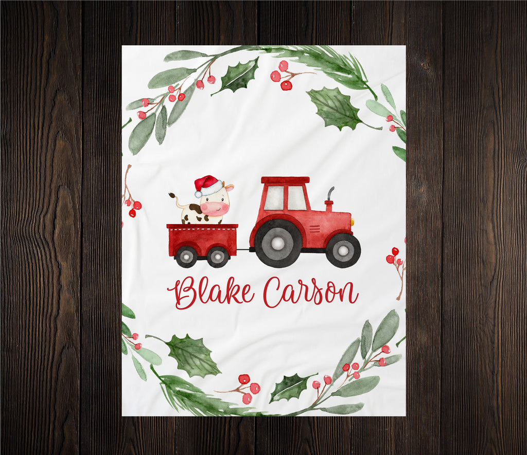 Personalized Farm Christmas Blanket