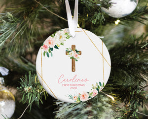 Cross Baby First Christmas Ornament