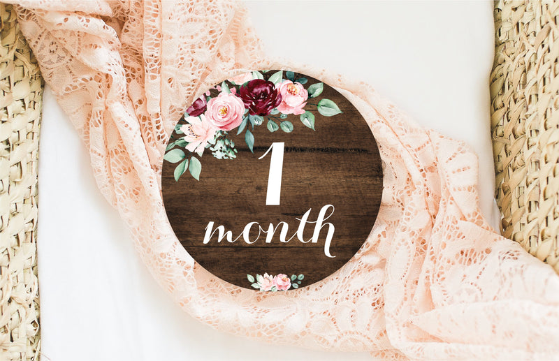 Floral Monthly Baby Milestone Cards