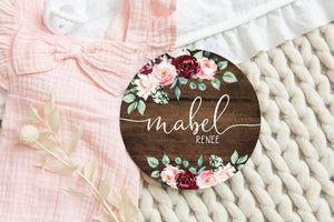 Floral Baby Girl Name Sign