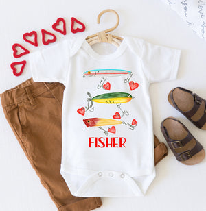 Valentines Day Fishing Onesie® Toddler Shirt