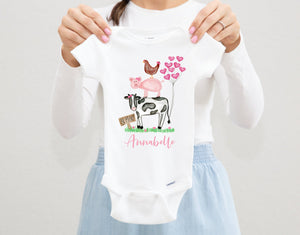 Valentines Day Farm Animals Onesie® Toddler Shirt
