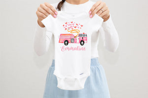 Valentines Day Firetruck  Onesie® - Toddler Shirt