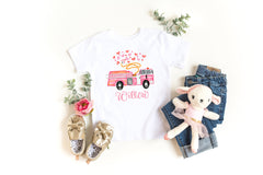 Valentines Day Firetruck  Onesie® - Toddler Shirt