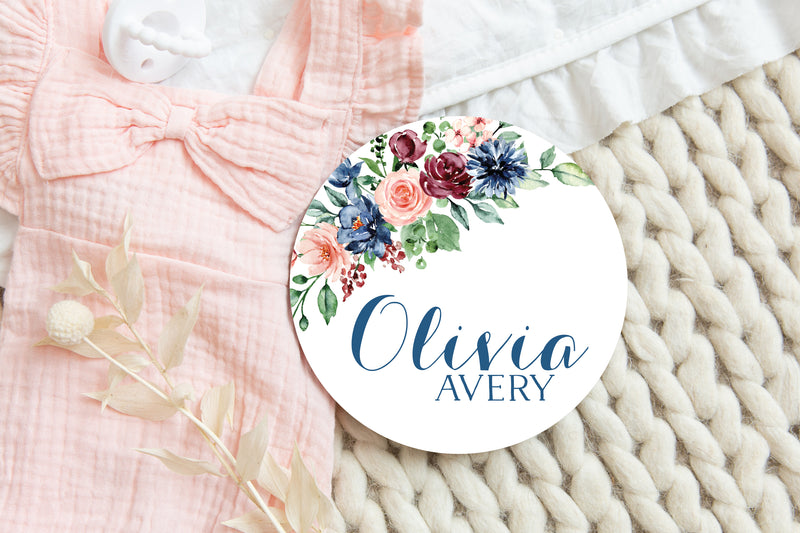 Floral Baby Girl Name Sign